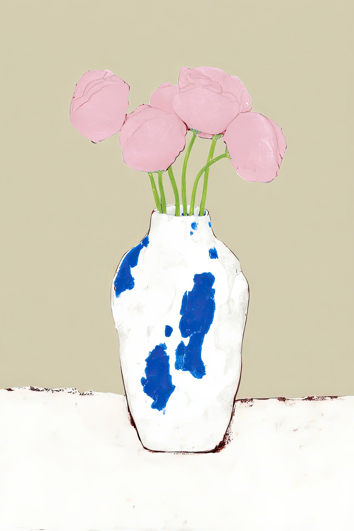 Peonies in Blue Vase - Unframed art print