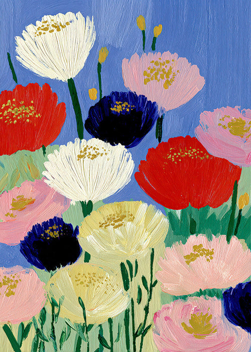 Botanical print with bold brush flowers