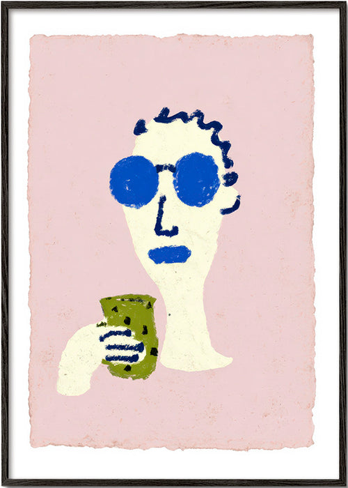 Illustration portrait with blue sunglasses