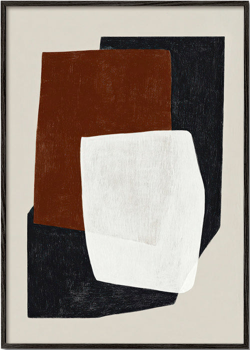 Geometric painting with layered earth blocks