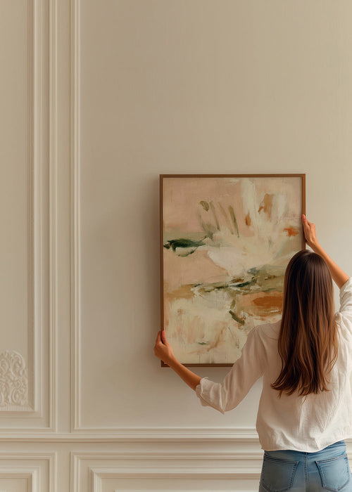 Botanical print: abstract study in pink and beige