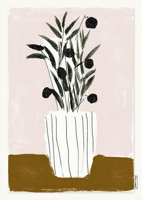Botanical print with olive branches
