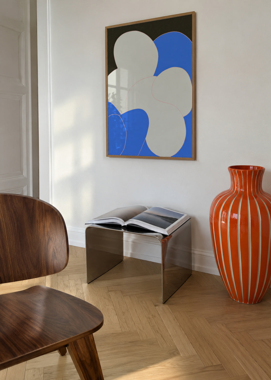 Blue Pebbles - Framed poster in an interior