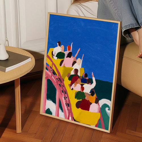 Illustration of rollercoaster by the sea