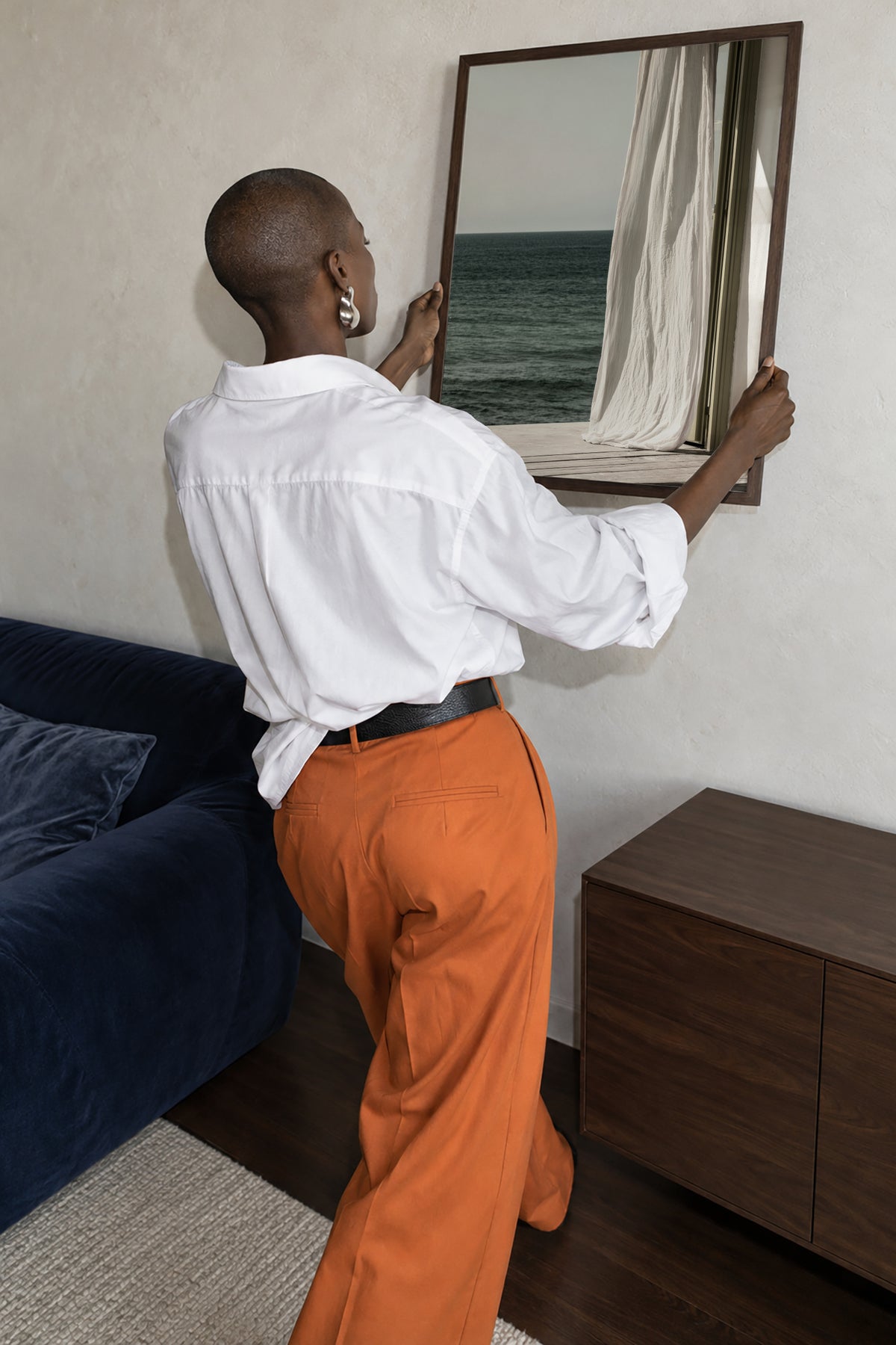 Quiet Curtains - Framed poster in an interior