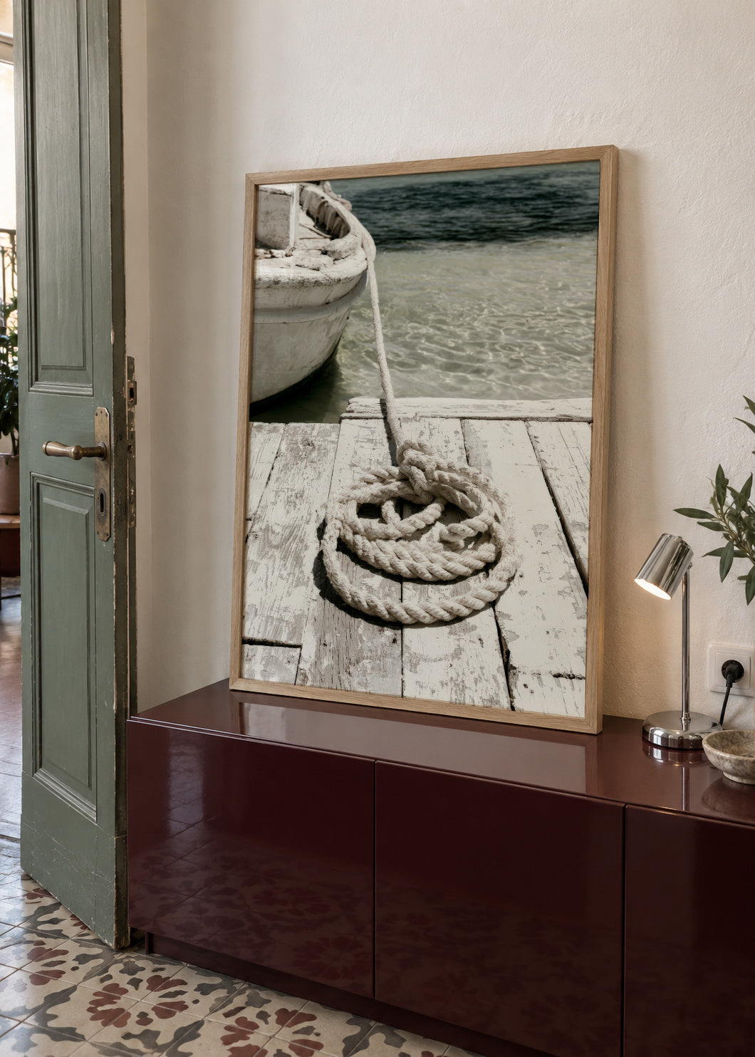 Dockside Rope - Framed poster in an interior