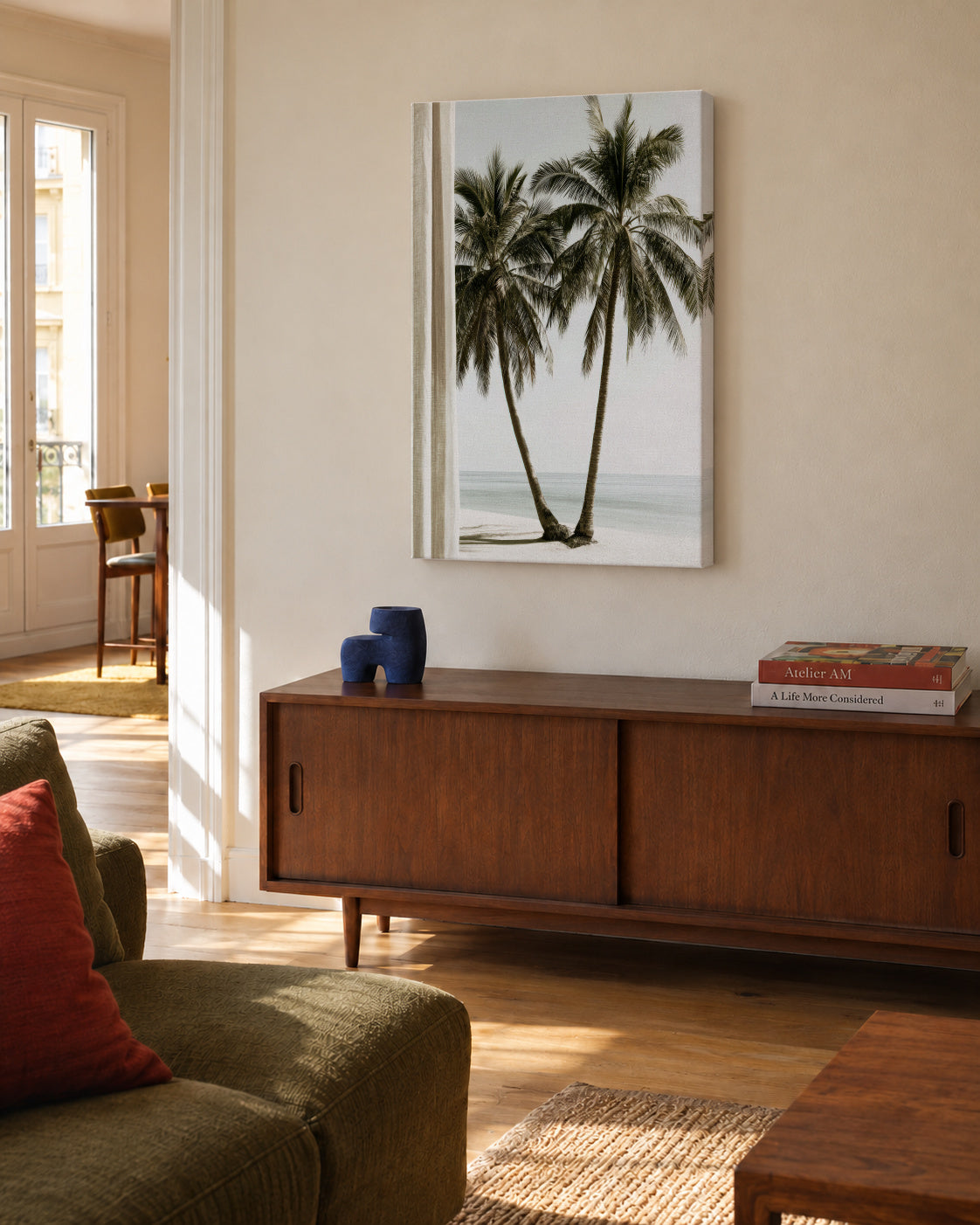 Twin Palms - Unframed canvas in an interior